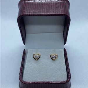 14k Diamond heart earrings